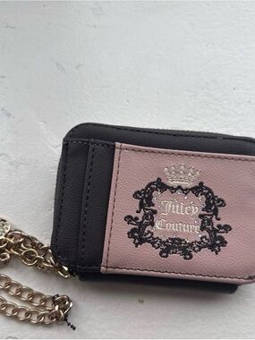 Juicy Couture Pink and Black Crest Chain Wallet